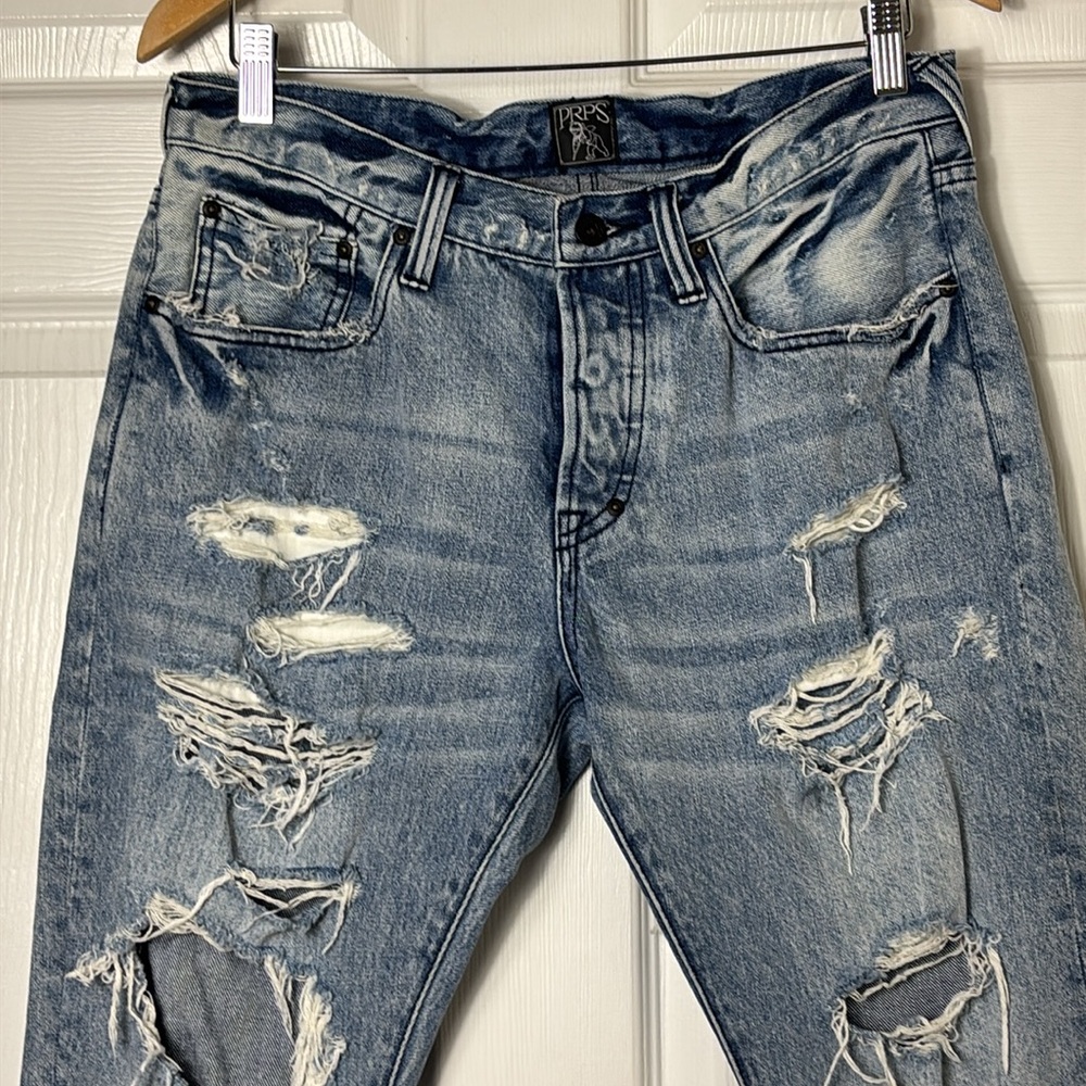 PRPS JEANS Le Sabre distressed cropped jeans men’s size 32  / unisex 100% Cotton - Picture 6 of 16